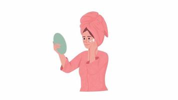 Animated lady in bathrobe character video