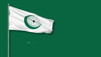 OIC Flag, The Organisation of Islamic Cooperation Flag Waving in The Wind 3D Rendering, Chroma Key Green Screen, Luma Matte Selection video