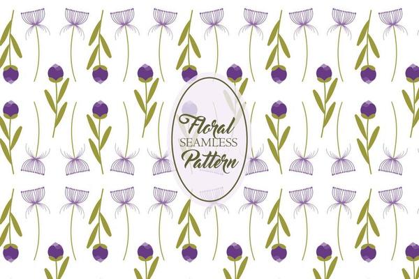 Wishing flower dandelion and tulip buds purple floral abstract vector seamless repeat pattern