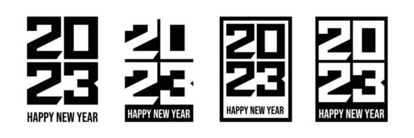 2023 Happy New Year logo text design. 2023 number design template. vector illustration. Isolated on white background.