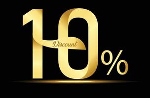 Golden 10 Percent Off discount sale Banner vector