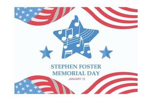Stephen Foster memorial day card or background, flat vector modern illustration