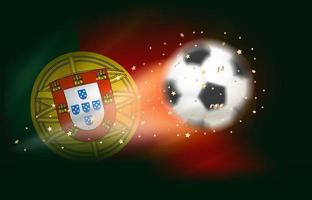 Flying soccer ball with flag of Portugal. 3d vector illustration