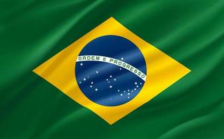 Waving flag of Brazil. 3d vector banner