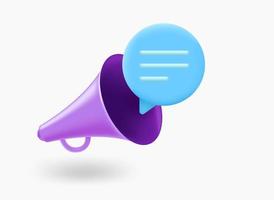 Loudspeaker with speech cloud. 3d vector illustration
