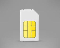 Mobile phone SIM card isolated on grey background. 3d vector icon