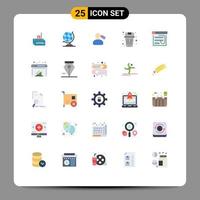 Modern Set of 25 Flat Colors Pictograph of email garbage tag delete basket Editable Vector Design Elements