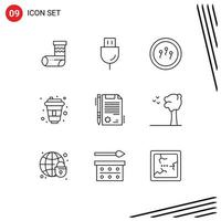 Universal Icon Symbols Group of 9 Modern Outlines of certificate paris technology drink laboratory Editable Vector Design Elements