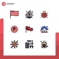 9 Filledline Flat Color concept for Websites Mobile and Apps power voltage cute light spring Editable Vector Design Elements