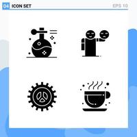 Modern 4 solid style icons Glyph Symbols for general use Creative Solid Icon Sign Isolated on White Background 4 Icons Pack vector