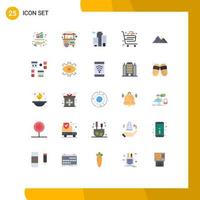 Pack of 25 Modern Flat Colors Signs and Symbols for Web Print Media such as hill commerce thailand cart basket Editable Vector Design Elements