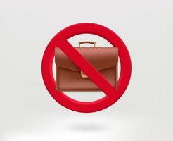 No bags concept with bag icon. 3d vector illustration