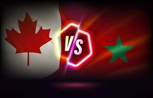 Canada versus Morocco game template. 3d vector illustration with neon effect