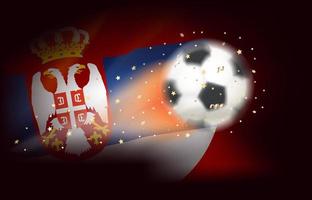 Flying soccer ball with flag of Serbia. 3d vector illustration