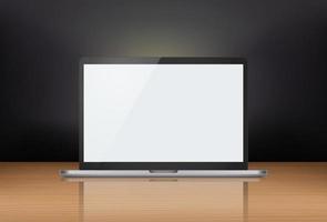 Personal computer with blank screen and reflection. 3d vector mockup