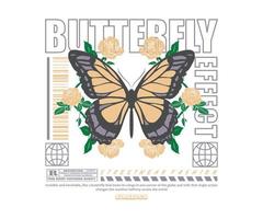 butterfly effect aesthetic graphic design for creative clothing, for streetwear and urban style t-shirts design, hoodies, etc vector