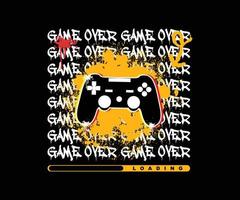 Game over grunge slogan text with Playstation stick controller. Vector illustration design for fashion graphics, t shirt prints etc.