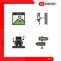 Set of 4 Modern UI Icons Symbols Signs for app relax website cutting spa Editable Vector Design Elements