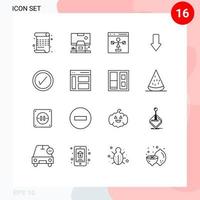 Universal Icon Symbols Group of 16 Modern Outlines of download arrows room arrow flowchart Editable Vector Design Elements