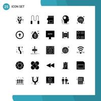 Editable Vector Line Pack of 25 Simple Solid Glyphs of eu security storage brainstorming thinking Editable Vector Design Elements
