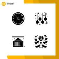 4 Icon Set Solid Style Icon Pack Glyph Symbols isolated on White Backgound for Responsive Website Designing Creative Black Icon vector background