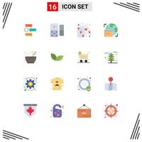 Pictogram Set of 16 Simple Flat Colors of bowl folder dominoes world play Editable Pack of Creative Vector Design Elements