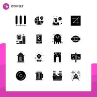 16 User Interface Solid Glyph Pack of modern Signs and Symbols of coins business time tool interface Editable Vector Design Elements