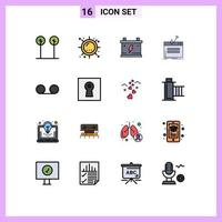 Set of 16 Modern UI Icons Symbols Signs for theft login sunshine internet car Editable Creative Vector Design Elements