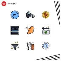 9 User Interface Filledline Flat Color Pack of modern Signs and Symbols of form contact truck communication navigator Editable Vector Design Elements