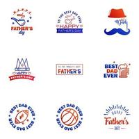 Happy Fathers Day 9 Blue and red Vector Element Set Ribbons and Labels Editable Vector Design Elements