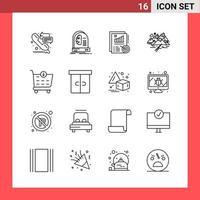 16 Icon Pack Line Style Outline Symbols on White Background Simple Signs for general designing Creative Black Icon vector background