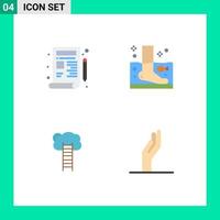 Set of 4 Commercial Flat Icons pack for blueprint growth drawing spa career Editable Vector Design Elements