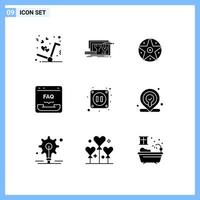 Set of 9 Modern UI Icons Symbols Signs for help contact engineering communication star Editable Vector Design Elements