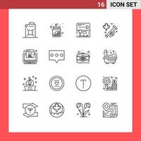 Group of 16 Outlines Signs and Symbols for program code joystick laud canada Editable Vector Design Elements