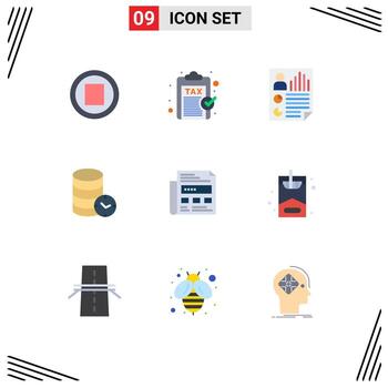 Modern Set of 9 Flat Colors Pictograph of watch service data security user Editable Vector Design Elements
