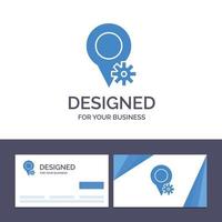 Creative Business Card and Logo template Location Map Settings Vector Illustration