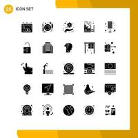 User Interface Pack of 25 Basic Solid Glyphs of light up restaurant stairs home Editable Vector Design Elements