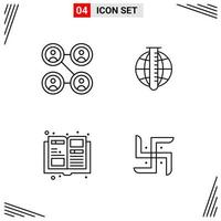 4 Icons Line Style Grid Based Creative Outline Symbols for Website Design Simple Line Icon Signs Isolated on White Background 4 Icon Set Creative Black Icon vector background