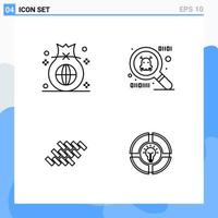 Modern 4 Line style icons Outline Symbols for general use Creative Line Icon Sign Isolated on White Background 4 Icons Pack Creative Black Icon vector background