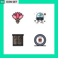 Modern Set of 4 Filledline Flat Colors Pictograph of flower living spring train control Editable Vector Design Elements