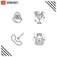 Modern Set of 4 Filledline Flat Colors and symbols such as boiled call egg food outgoing Editable Vector Design Elements