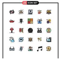 Universal Icon Symbols Group of 25 Modern Filled line Flat Colors of king crown book stages disease Editable Vector Design Elements
