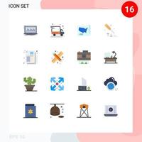 paquete de 16 signos y símbolos de colores planos modernos para medios de impresión web como equipo de mapa de herramientas de comercio electrónico paquete editable de elementos creativos de diseño de vectores