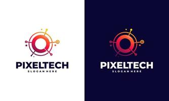 Pixel technology logo designs concept vector, Network Internet logo symbol vector