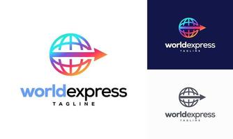 World Express delivery logo, Logistic company vector logo template