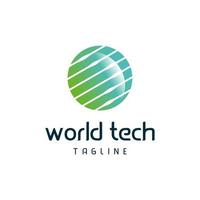 El logotipo de World Tech diseña el concepto vectorial, el símbolo de la plantilla del logotipo del globo. vector