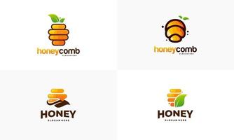 conjunto de vector de diseño de plantilla de logotipo de peine de miel, emblema, concepto de diseño de miel, símbolo creativo,