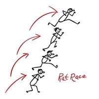 Sketch with people running over each other heads in rat race vector