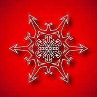 Beautiful snowflake with shadow on red background vector