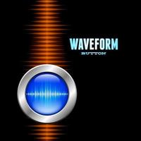 Silver button with sound or music waveform and orange wave vector